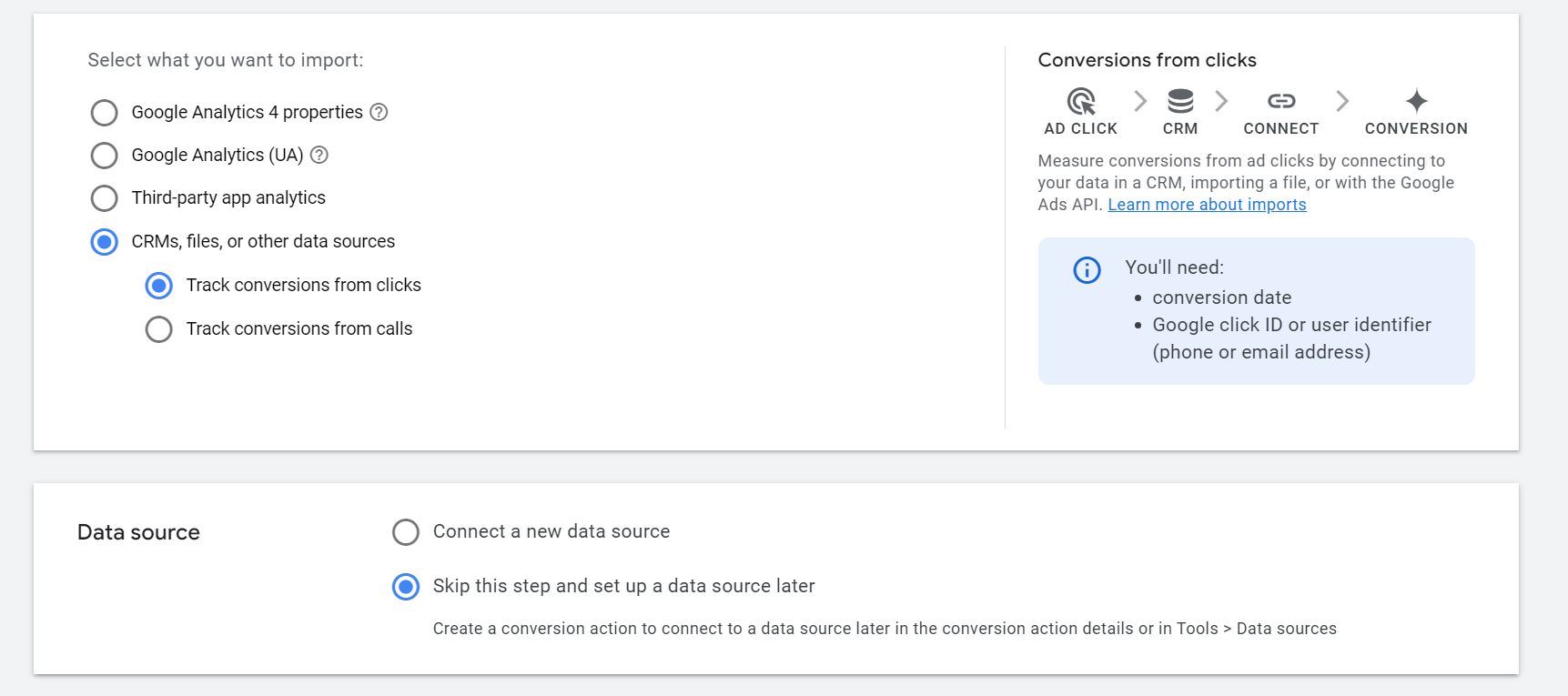 Import offline conversions