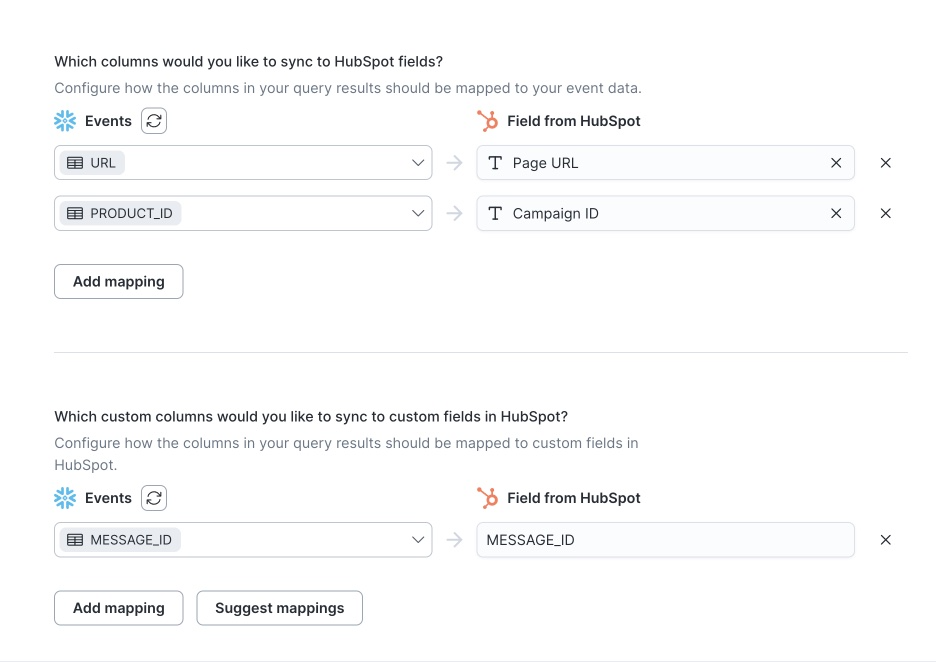 Field mapping in the Hightouch UI