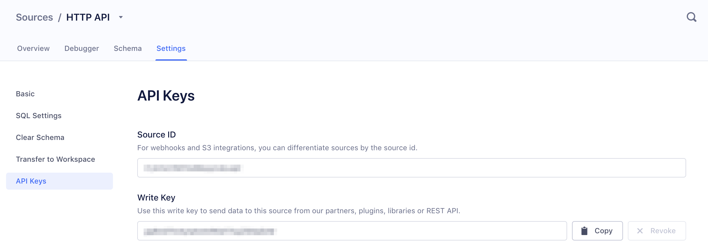 Write Key in Segment UI