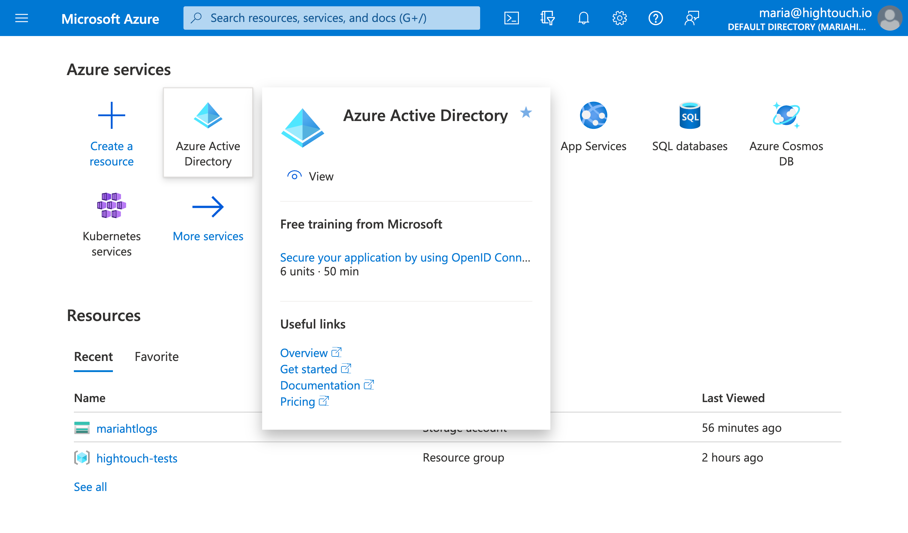 Azure Portal screenshot