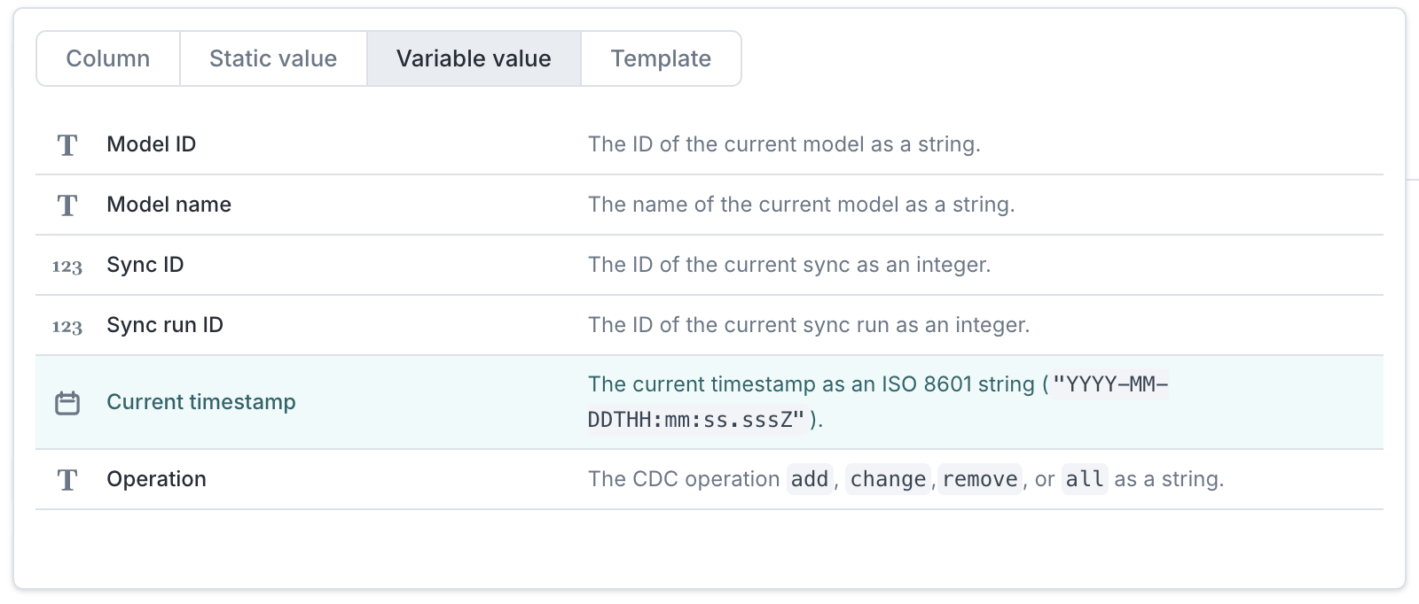 Variable Mapping