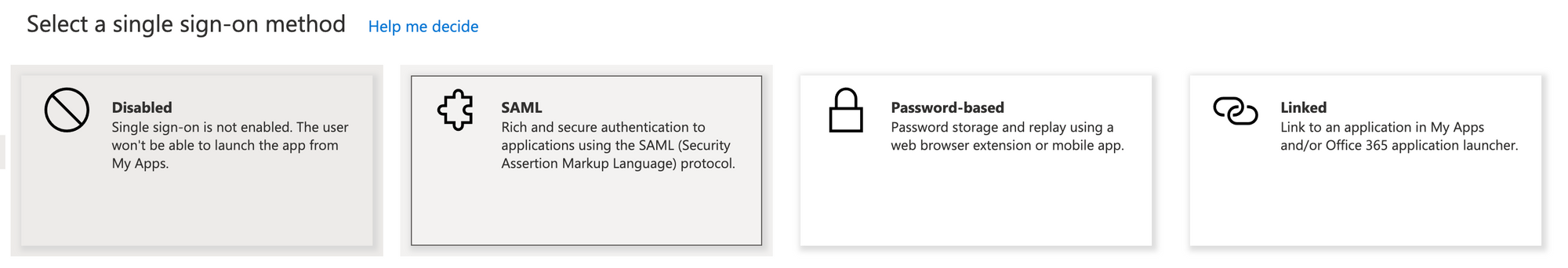 Azure single sign-on methods